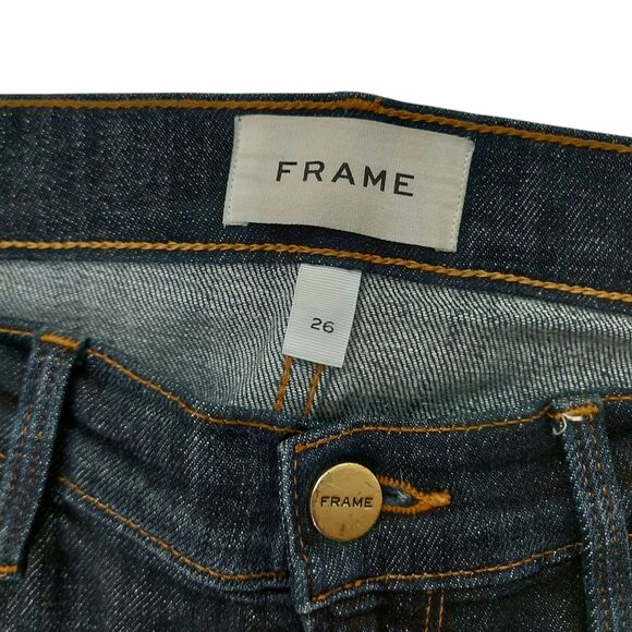 Frame Jeans Womens 26 Blue Le Gargon Crop Boyfriend Dark Wash Mid Rise Denim - Picture 8 of 12